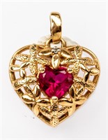 Jewelry 10kt Yellow Gold Ruby Heart Pendant