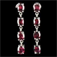 Natural Unheated Oval Rhodolite Garnet Earrings