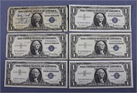 (6) One Dollar Silver Certificates