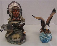 Native American Figurine 9" & Eagle Figurine 7"