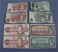 (4) Canadian Notes + (4) British Notes