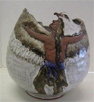 Handmade Native American Eagle Vase - 7" Tall