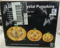 3 Lighted Crystal Pumpkins