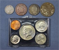 1823 Half Cent, Marker Token + 1865 3¢, misc.