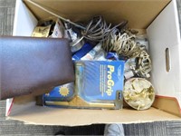 BOX OF ASSORTED HARDWARE AND MISC ITEMS