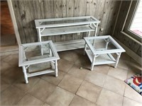 3 Matching Glass Top Tables