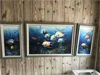 3 Aquatic Prints on Canvas by  C. Benolt