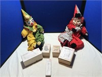 2 Clown Dolls & Doll House Furniture In Boxes