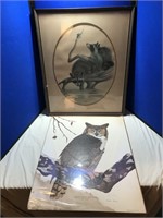 2 Wildlife Glenn Wilson Prints: Raccoons & Owl