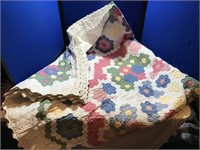 Queen Sized Dresden Plate Hand Sewn Quilt