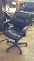 Brown leather adjustable office chair