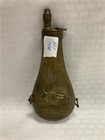 Brass powder flask  with stamped Civil War