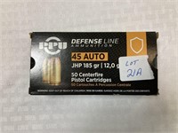 PPU Defense line Ammunition 45 auto 50 rounds JHP