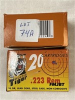 2 Boxes golden tiger ammunition.223 REM FMJBT 56