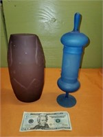 purple and blue vases