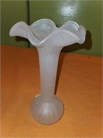 1930's fenton ruffled satin glass vase