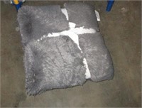 2 Gray Fuzzy Pillows