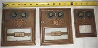 3 vintage brass post office box doors