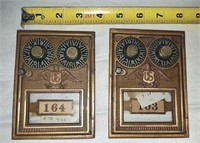 2 brass post office box doors