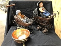 (2) German Dolls and Copper Strainer