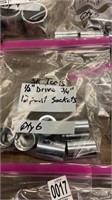 6 count SK tools, 1/2 inch drive, 3/4 inch, 12