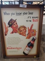 Framed Budweiser Advertisement