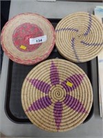 (3) Contemporary Native American Woven Baskets