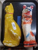 (2) Chalkware Animal Formed Figurines