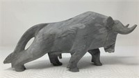 Carved Grey Marble Bull, 12 1/2, no issues