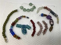 9 Strands Assorted Beads including Semiprecious -
