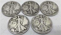 (5) Liberty Half Dollars  Dates as pictured