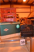 VINTAGE COOLER AND 2 CRATES