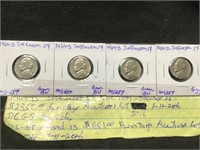 4 1964-D Jefferson Nickels