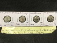 4 1974-D Jefferson Nickels