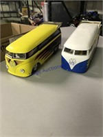 PAIR OF HOT ROD BUS MODEL TOYS
