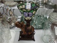 Leaded glass elephant lamp.