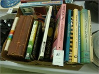 Box of antique reference books.
