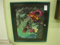 Fantasy art picture of a sea serpent and a