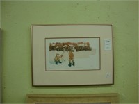 Signed and numbered print of two young boys ice