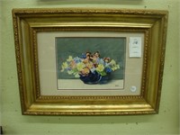 TOC framed and matted floral watercolor still