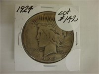1924 silver Peace dollar.