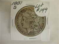 1881 S Morgan silver dollar.