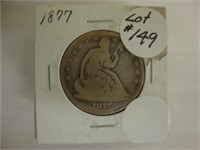 1877 seated liberty silver half dollar