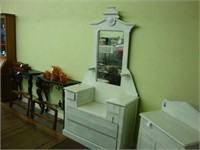 White Victorian Eastlake Dresser.