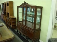 Highly carved bowfront walnut Chippendale vitrine