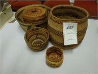 American Indian pine straw baskets.