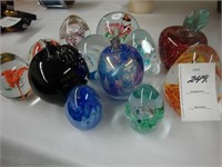 Lot of 12 art glass paperweights.