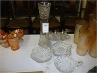 Five pieces of American cut glass along with salt