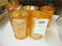 Lot of various carnival glass tumblers, cups and