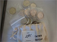 Bag containing various American coinage.